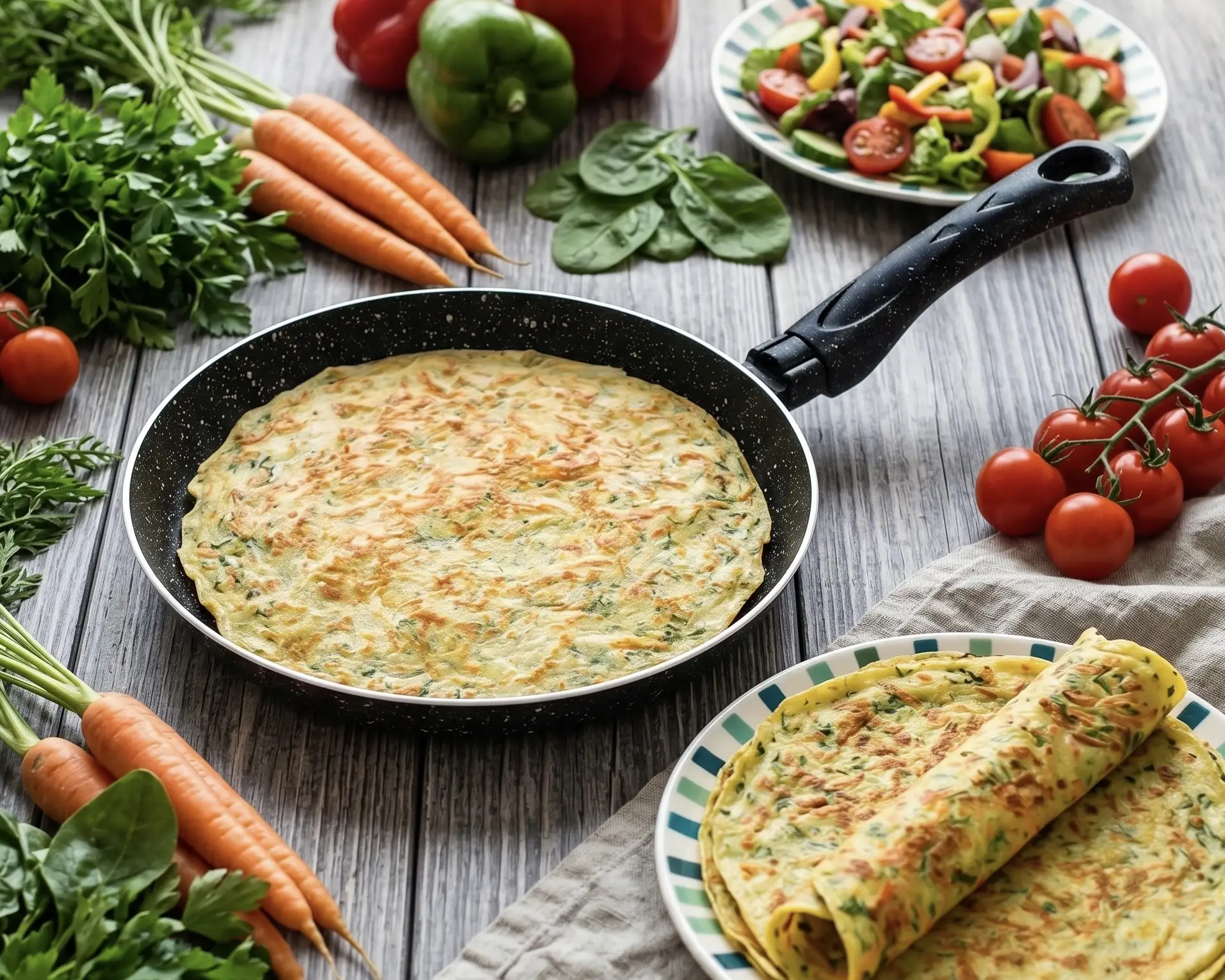 🥕 ОВОЩНЫЕ БЛИНЧИКИ. 
Нежные, сытные и очень яркие блинчики с морковью и свежей зеленью. Идеальный в