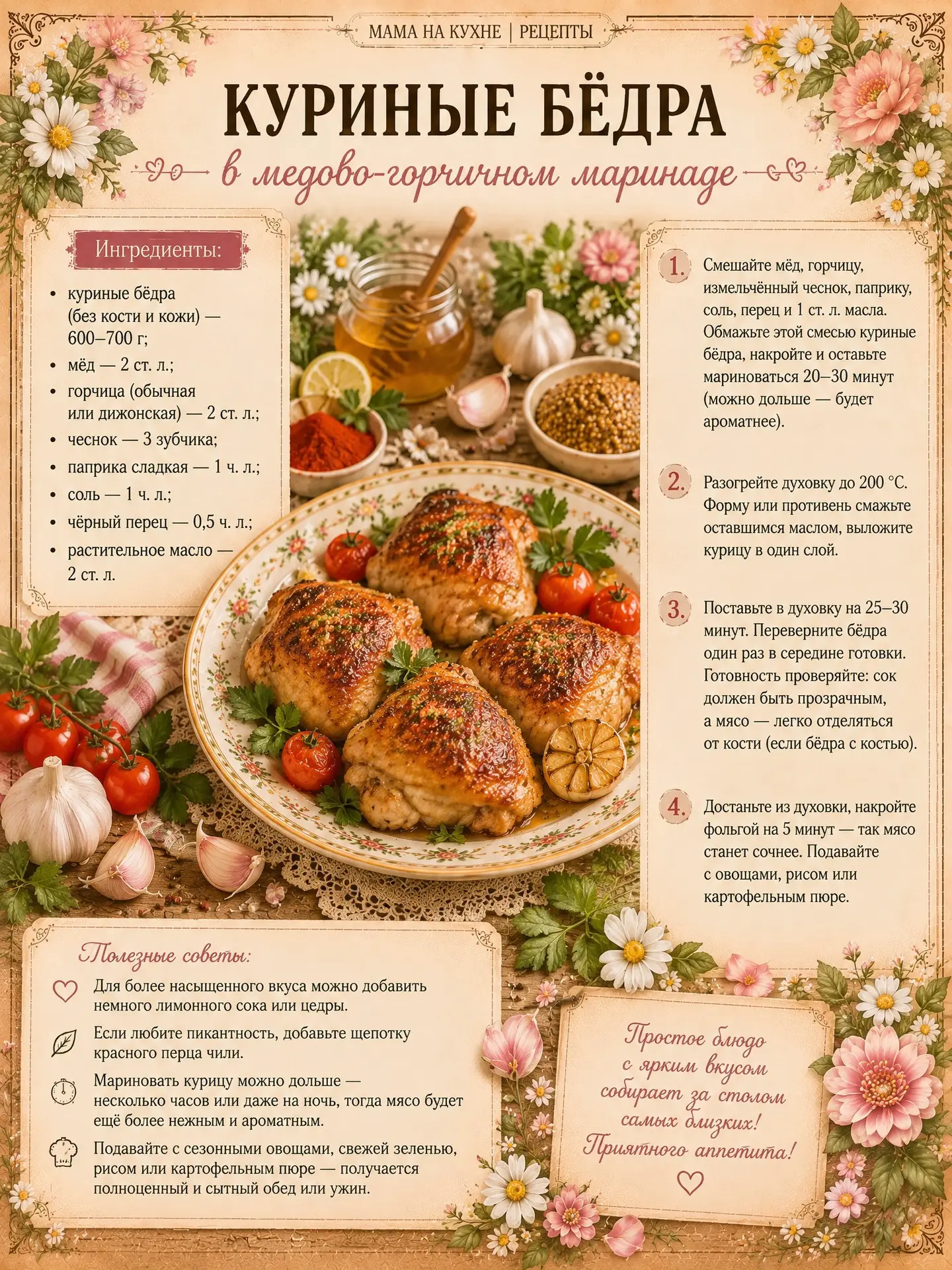 🌸 Куриные бёдра в медово-горчичном маринаде 🌸