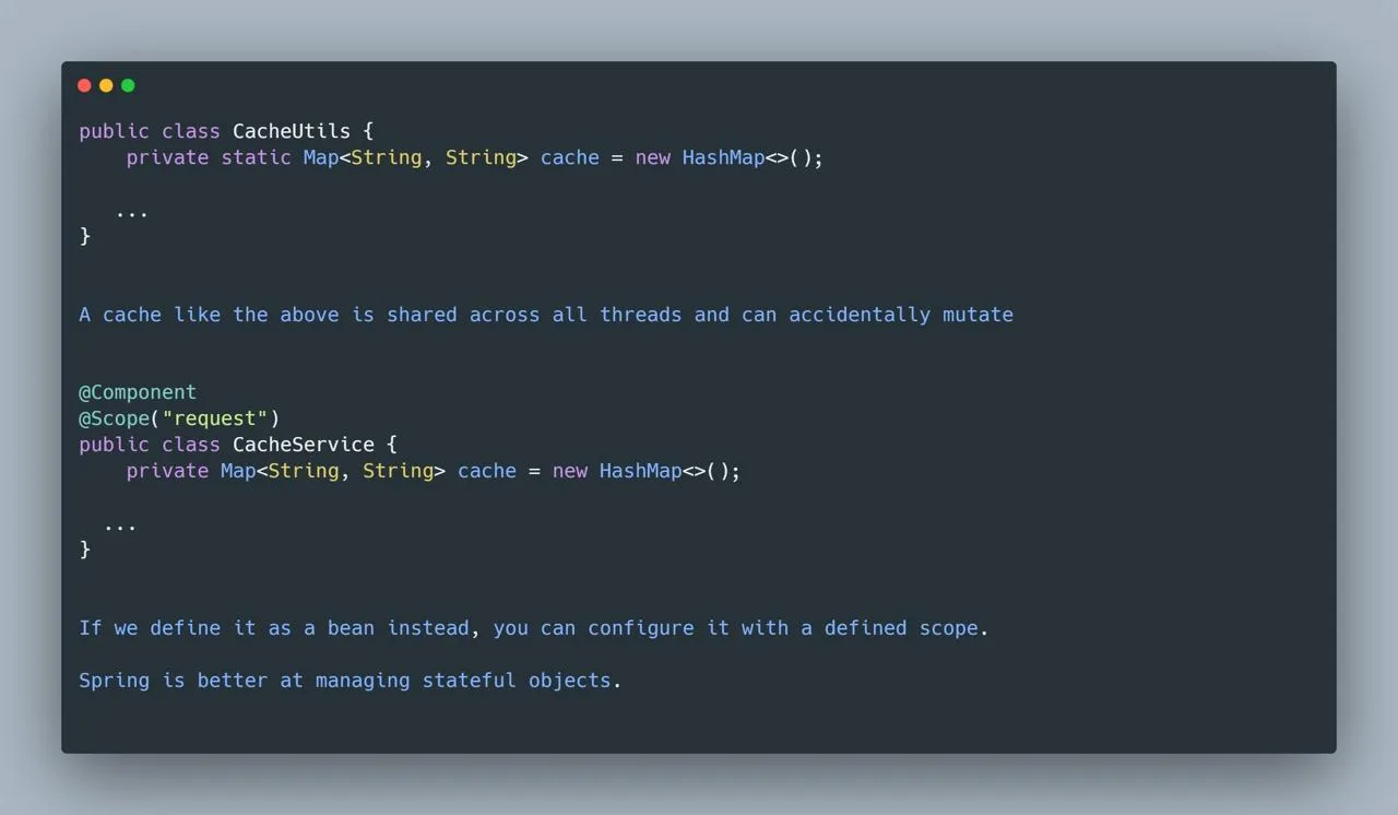 Spring Boot: когда использовать static-классы, а когда Bean