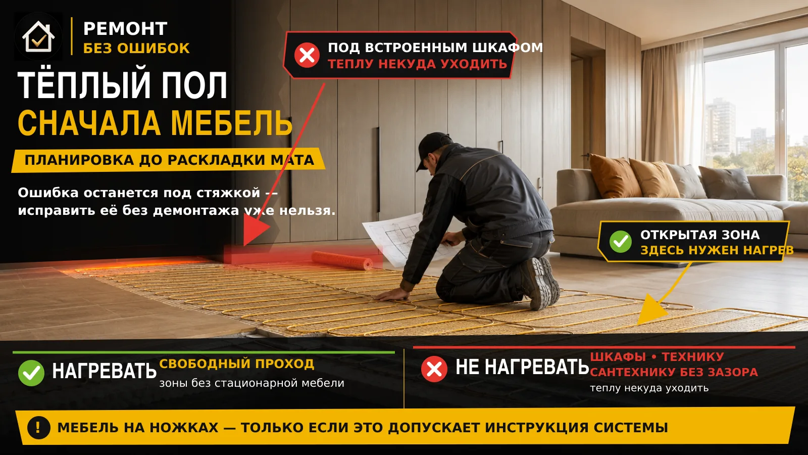 🔥 Тёплый пол начинается с плана мебели.
