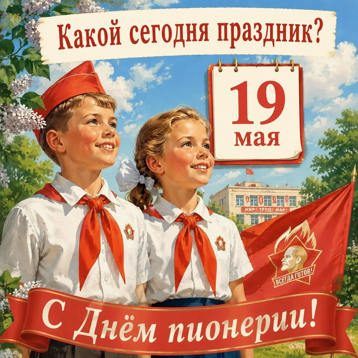 🗓  19 мая – отмечается 20 праздников.  ✅ День рождения пионерской организации День пионерии ✅ День г