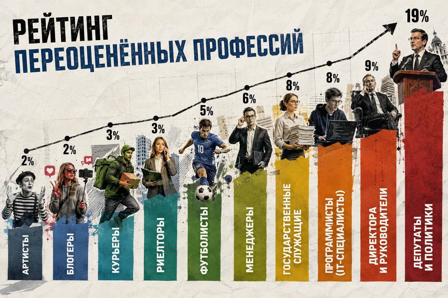🤔 Россияне назвали самые переоценённые профессии по уровню доходов.

По данным опроса SuperJob, муж