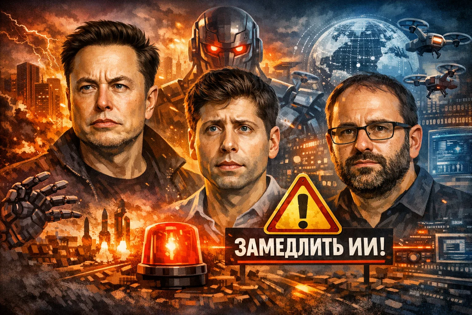 Илон Маск, Сэм Альтман и Дарио Амодеи внезапно согласились: гонку ИИ нужно замедлить, п...