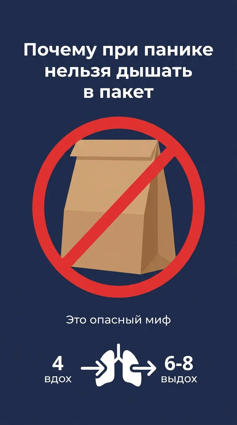 Дышать в пакет при панике — это опасный совет. Вот почему 👇