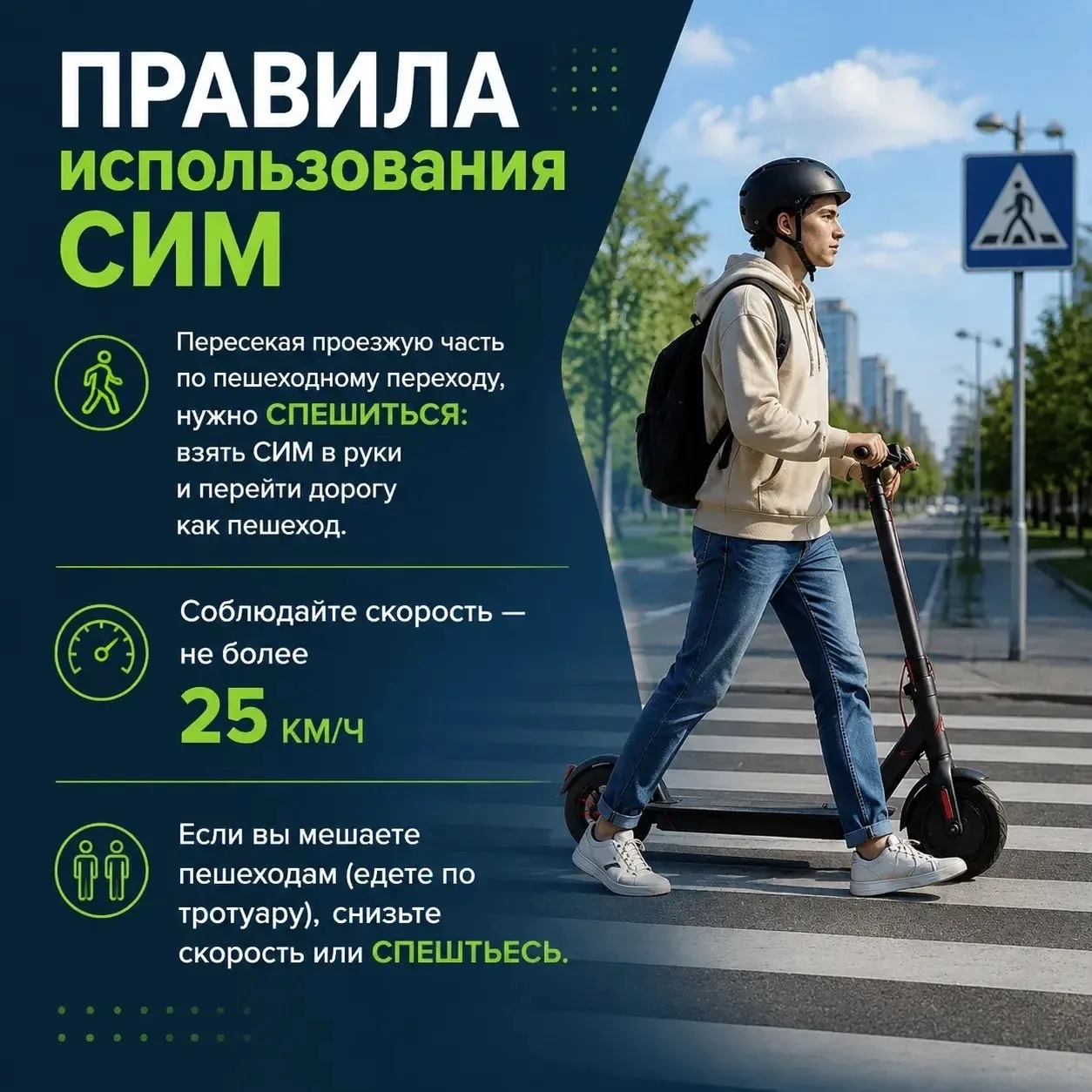 ⚠️ Напоминаем: правила для СИМ

Средства индивидуальной мобильности (СИМ) — это электросамокаты, эле