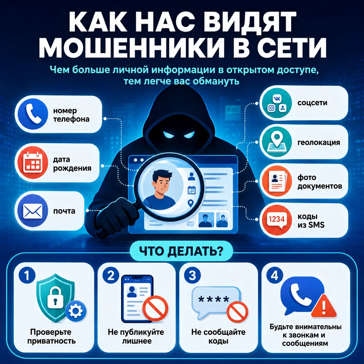 Как нас видят мошенники в сети

📱 Публикации в социальных сетях могут рассказать о нас гораздо боль