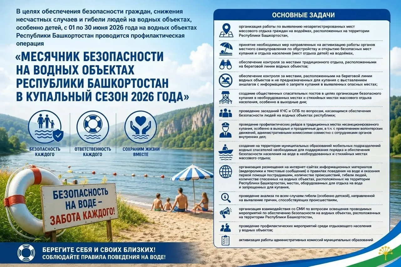 Стартует «Месячник безопасности на водных объектах» в Башкортостане!