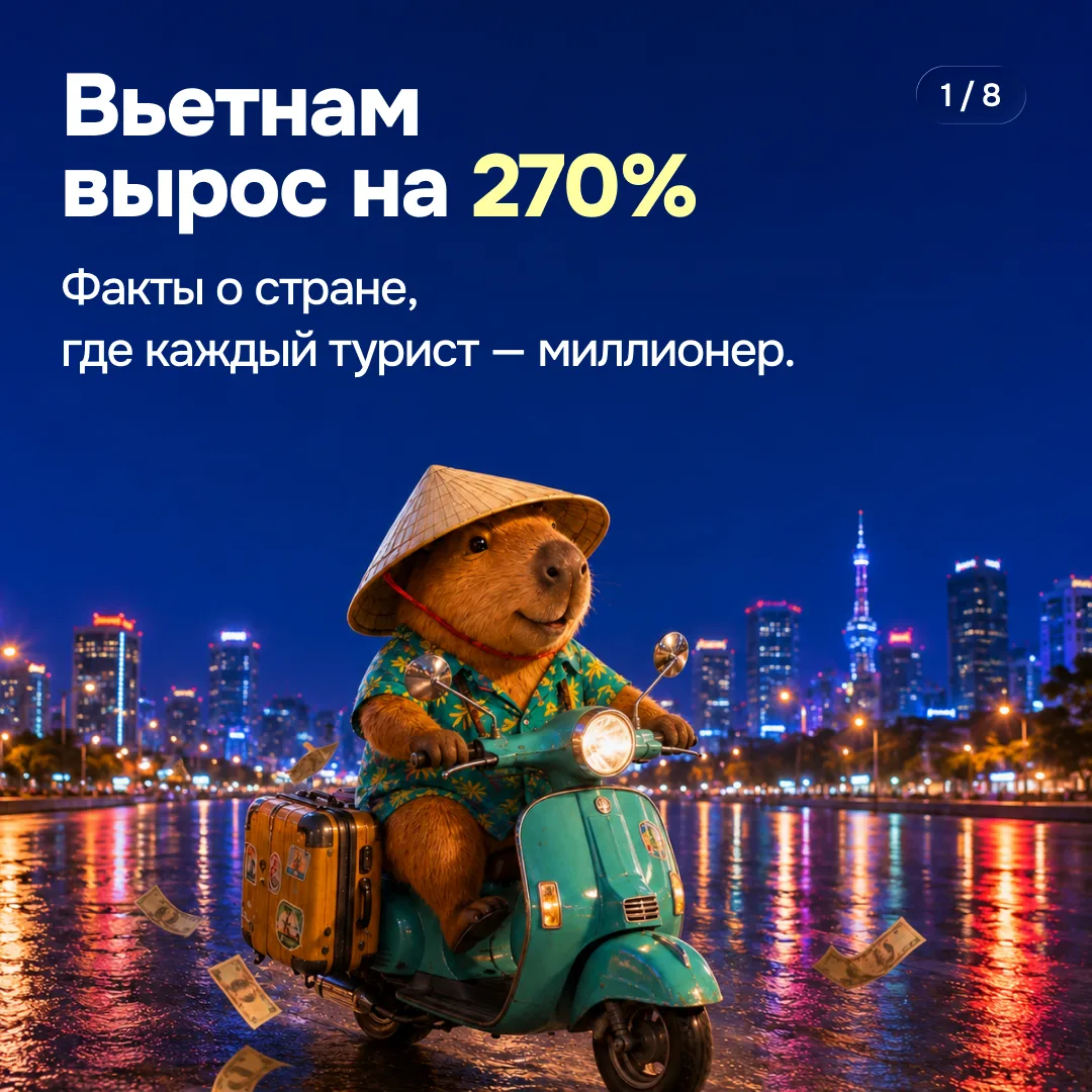 Вьетнам — главный прорыв сезона: бронирования выросли на 270% за год 🌴

Страна, где кофе заваривают