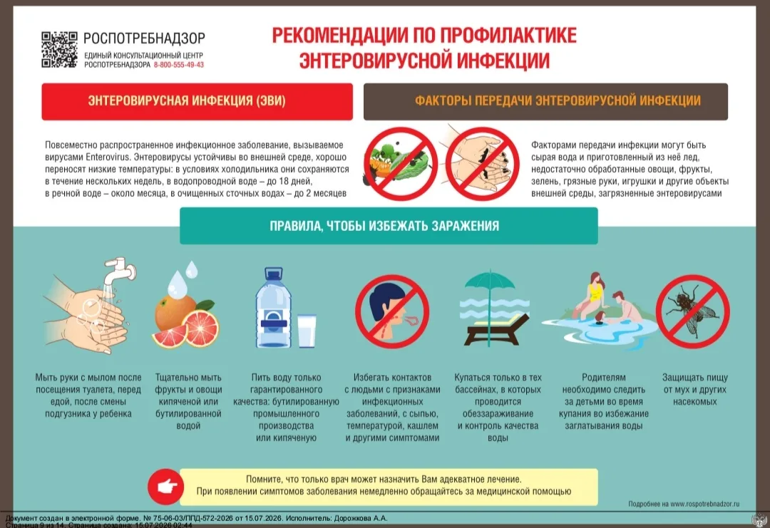 📍 Рекомендации по профилактике энтеровирусной инфекции 📍