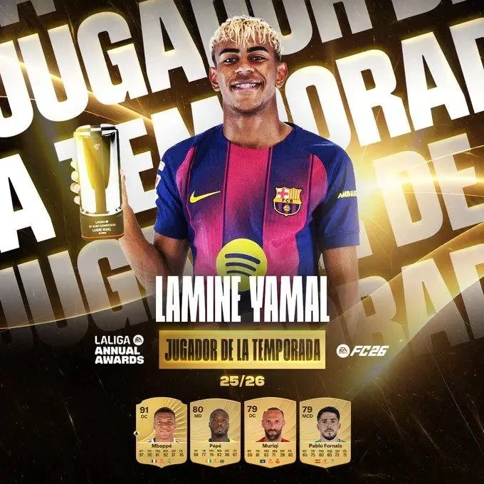 ✔️🏆 OFFICIAL: Ламин Ямаль признан лучшим игроком Ла Лиги сезона 2025/26