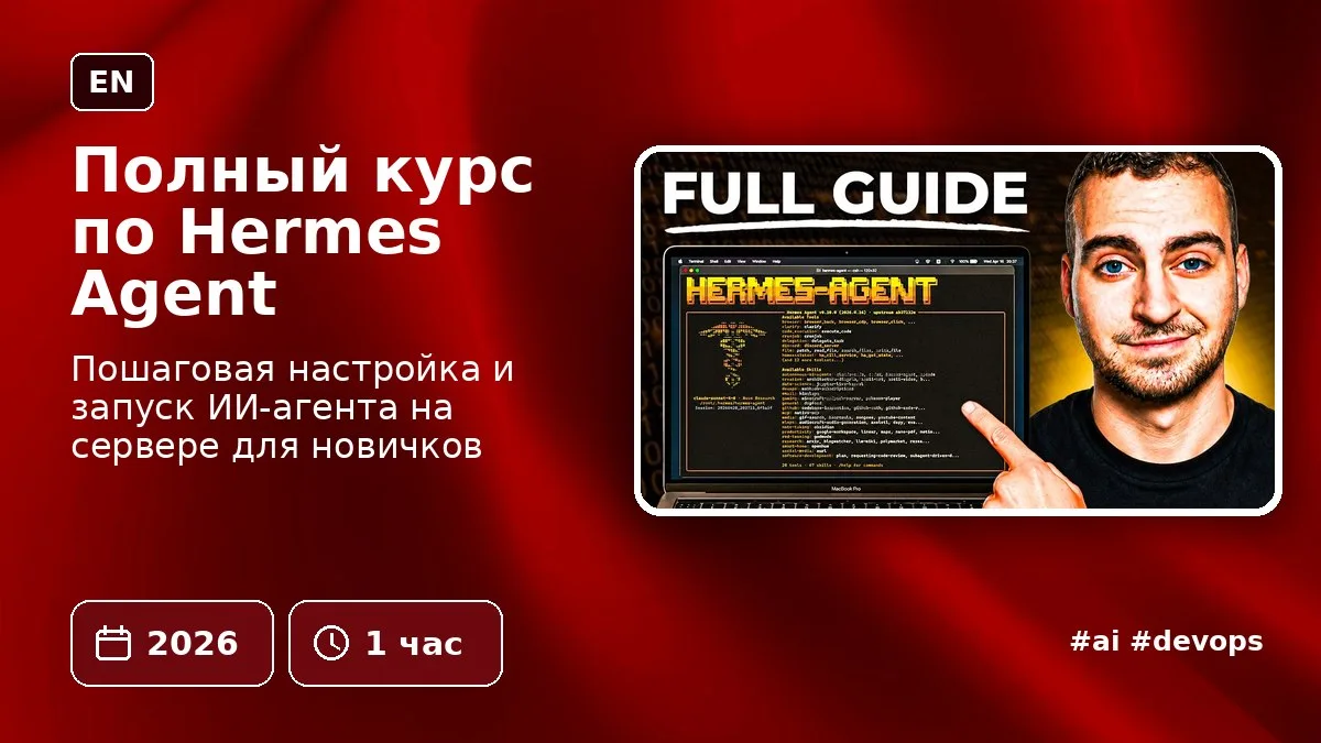 Полный курс по Hermes Agent

Пошаговая настройка и запуск ИИ-агента на сервере для новичков

🗓 2026