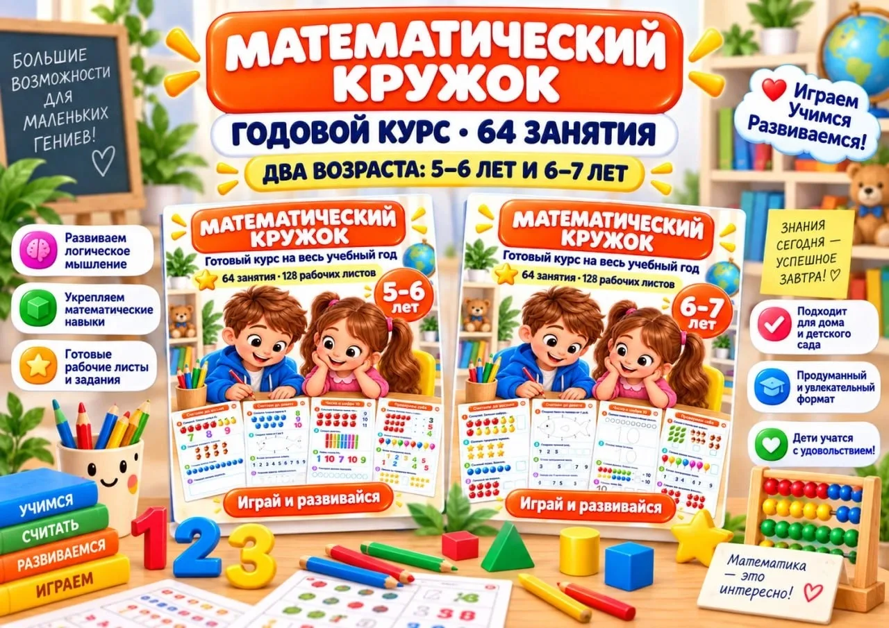 ☘️Годовой курс занятий по математике.