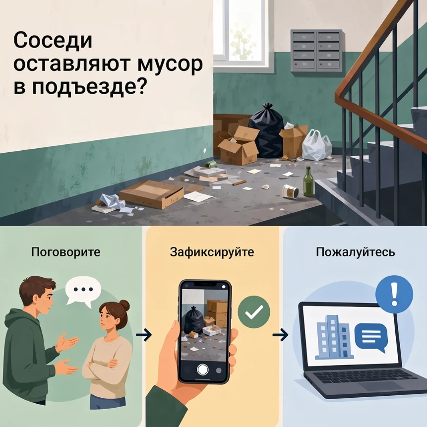 Пакеты с отходами на лестничной площадке, у лифта или в общем коридоре – не просто неприятное соседс
