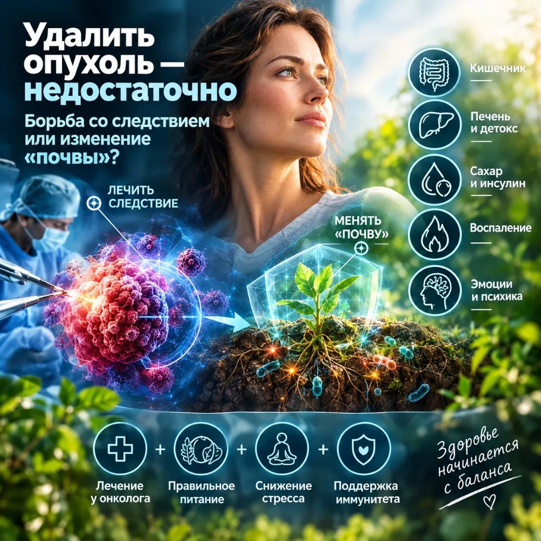 🏥 Почему удалить опухоль — недостаточно: борьба со следствием или изменение «почвы»?