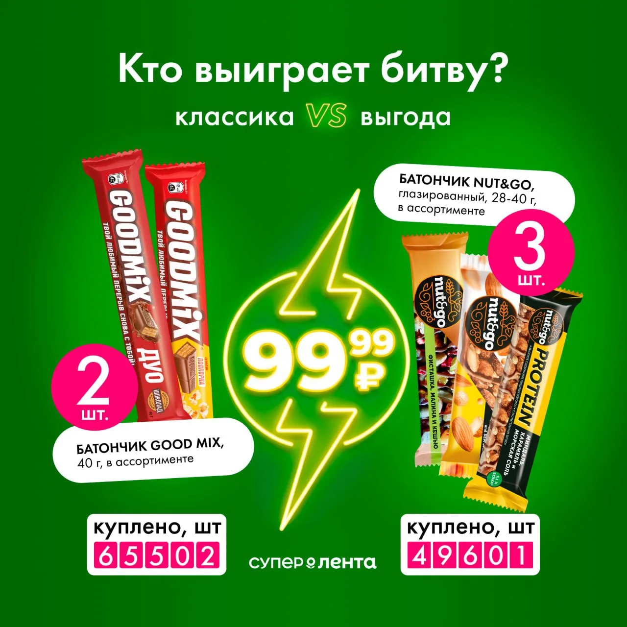 Битва брендов в «Супер Ленте» в самом разгаре!

Представляем вам участников битвы. Кто победит? Зави