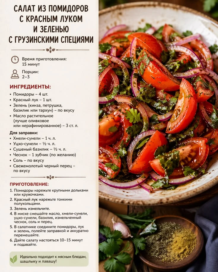 🥬🍅Лёгкий и вкусный грузинский салат