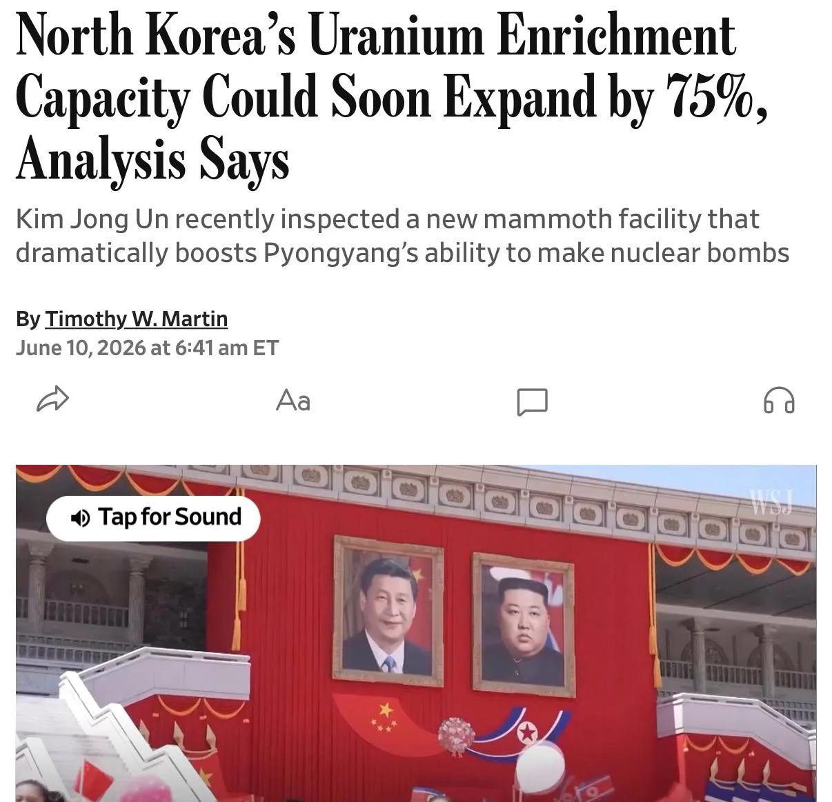⚡️Северная Корея может увеличить мощности по обогащению урана на 75%, — The Wall Street...