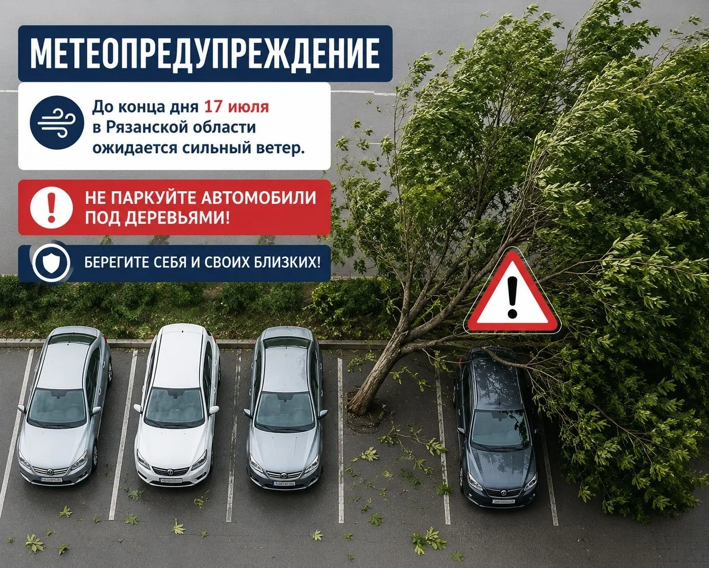 ⚠️В Рязанской области объявлено метеопредупреждение