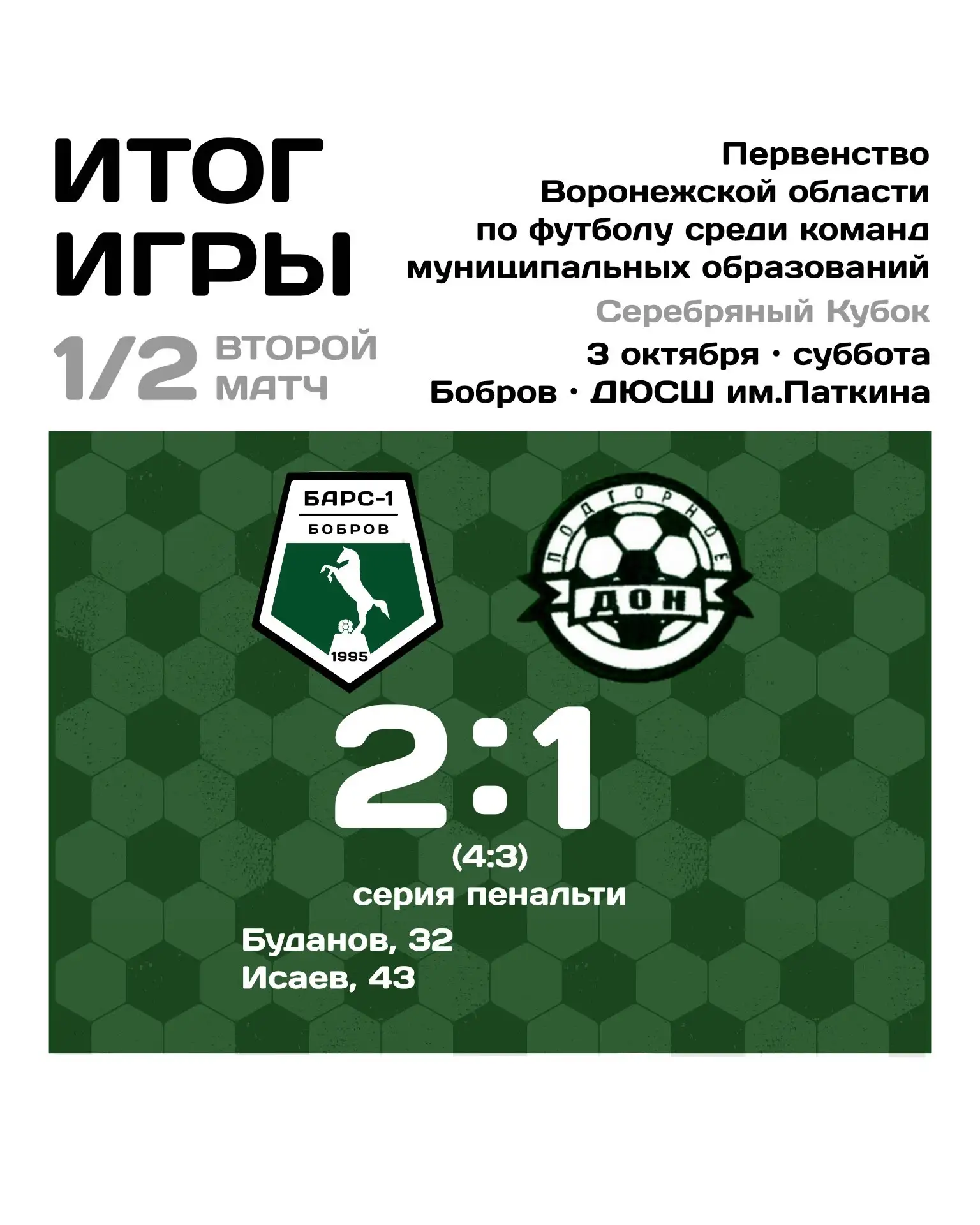 ⚽ «Барс-1» вышел в финал, обыграв «Дон Подгорное» по пенальти!
