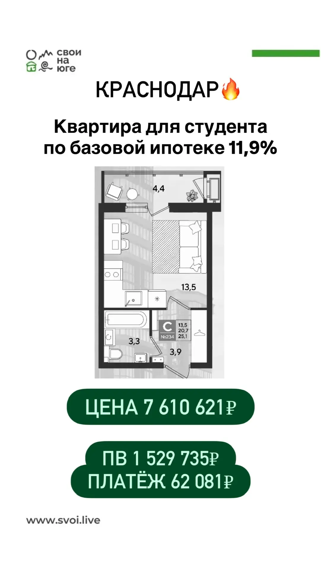 КРАСНОДАР🔥 Варианты квартир для ваших студентов по базовой ипотеке🤝  📍 микрорайон Черемушки. Район у