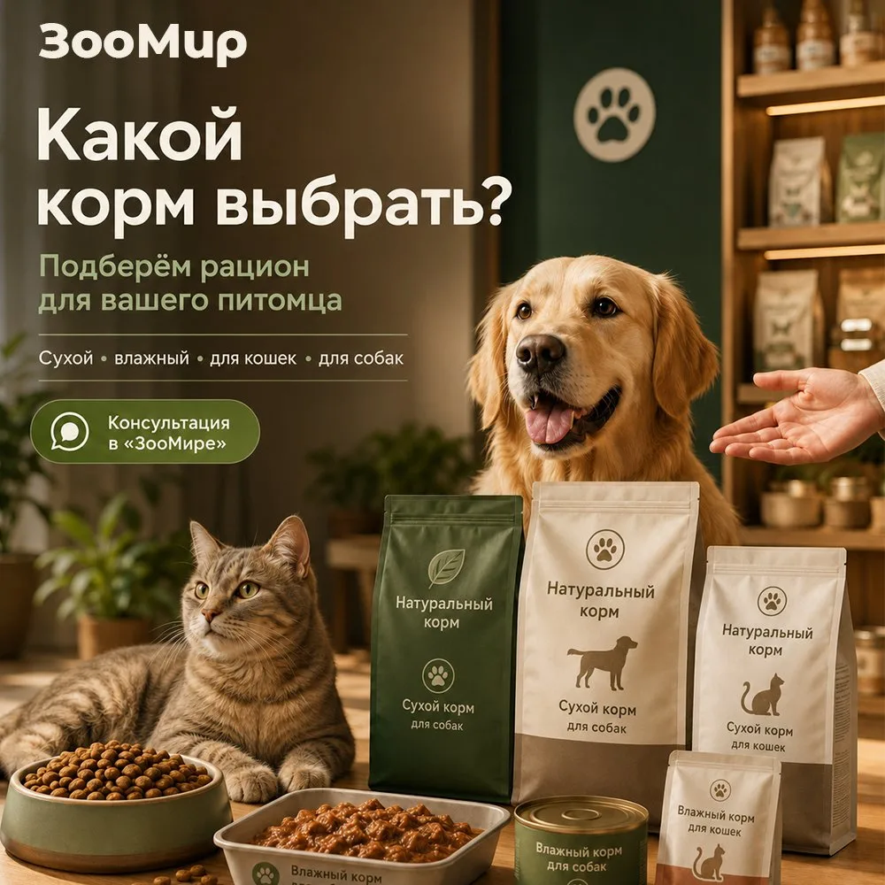 🥩 Выбор корма — важный шаг для здоровья питомца. Сухой, влажный, холистик или премиум?