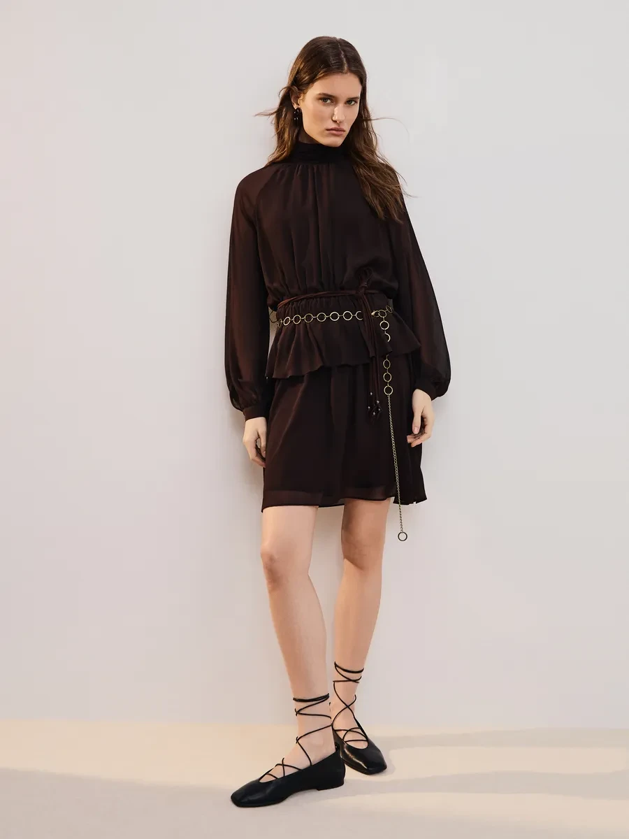 ⚡️ Платье короткое с поясом однотонное нарядное, ZARINA