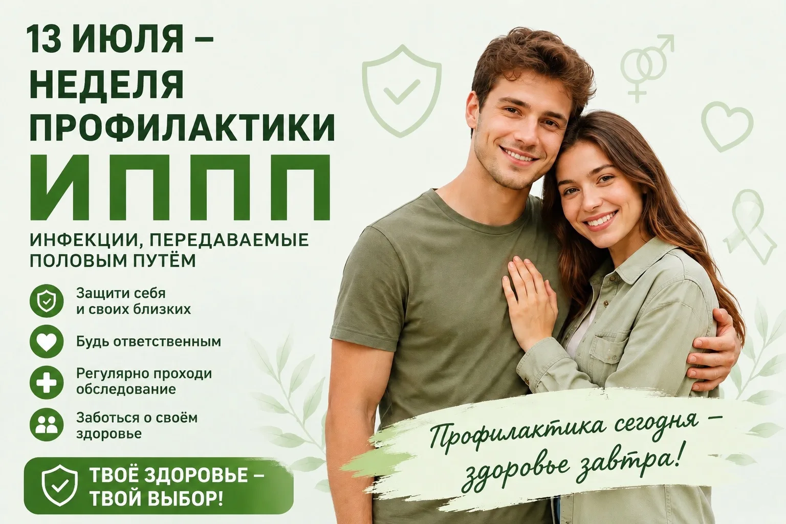📅 13 по 19 июля в республике Адыгея проходит Неделя профилактики инфекций, передающихся половым пут