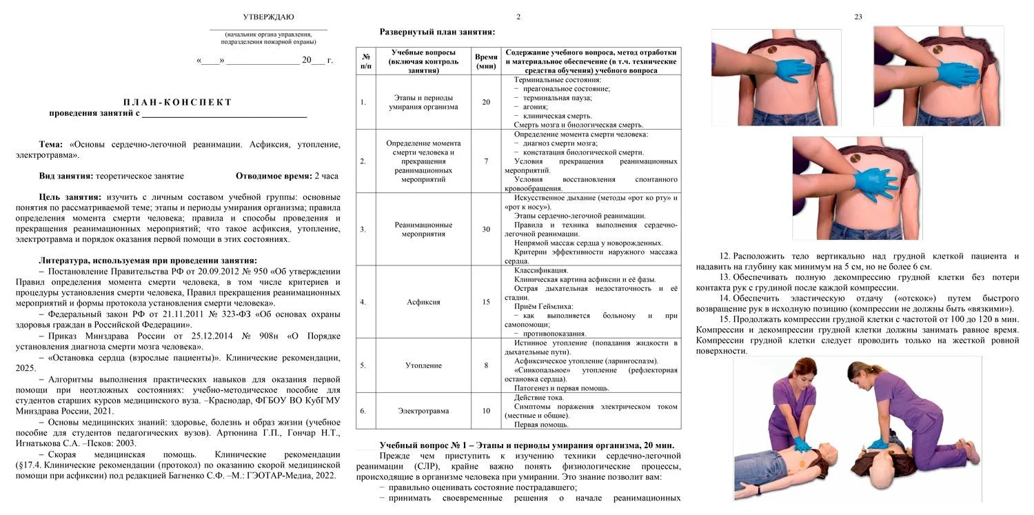 ✅Актуализирован план-конспект по теме: «Основы сердечно-легочной реанимации. Асфиксия, утопление, эл
