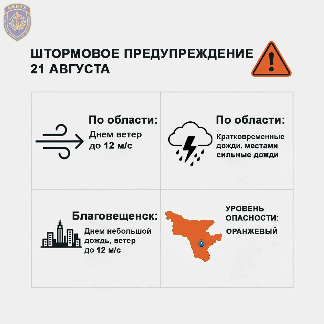 В Приамурье объявлено штормовое предупреждение