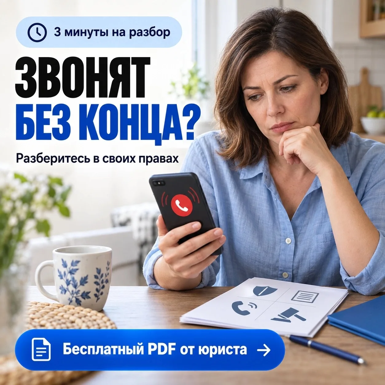 ⚡ Звонят без конца? (коллекторы, банки). Через 3 минуты каждый их звонок будет работать...