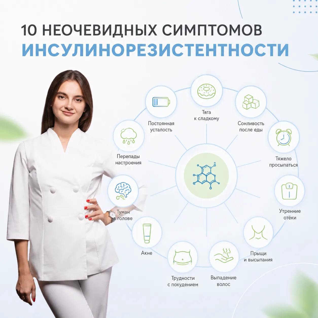 Инсулинорезистентность может долго проявляться неочевидными симптомами, которые многие ...