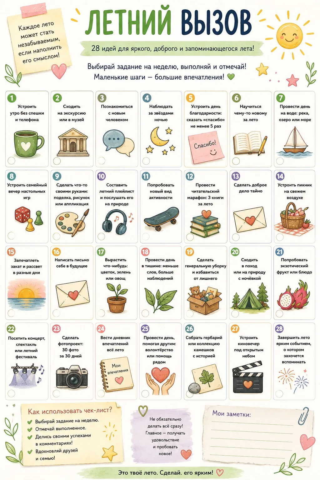 🌿 Продолжаем наше лето маленьких открытий!

Совсем недавно мы поделились чек-листом «Летний вызов»,
