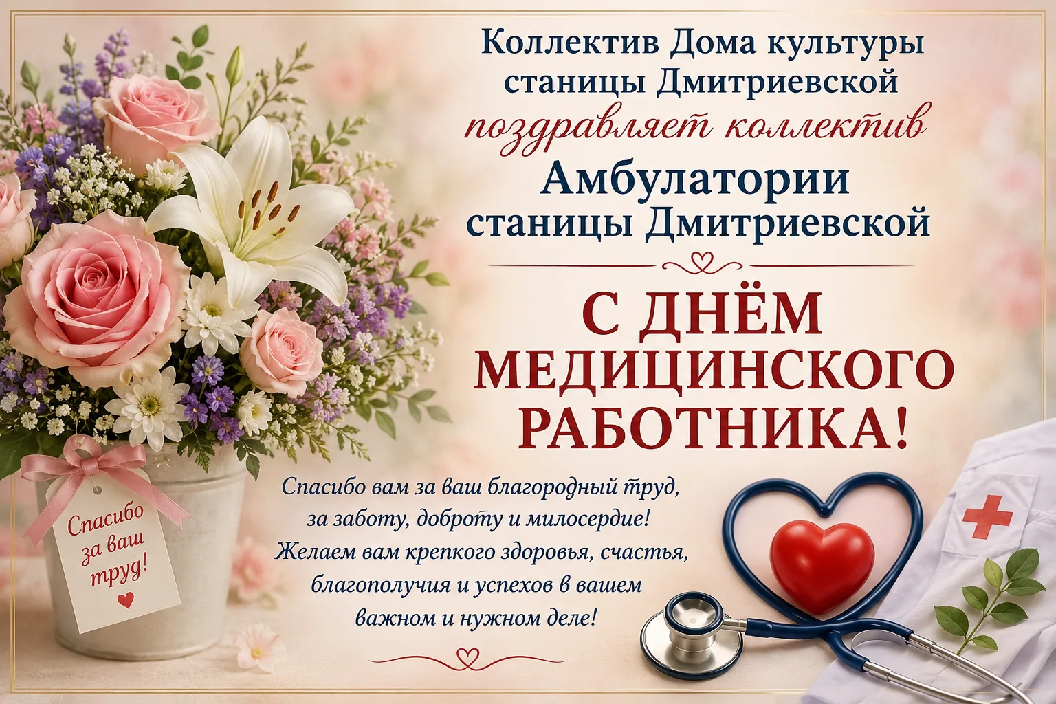 С Днём медицинского работника! 🩺❤️

Коллектив Дома культуры станицы Дмитриевской от всей души поздр