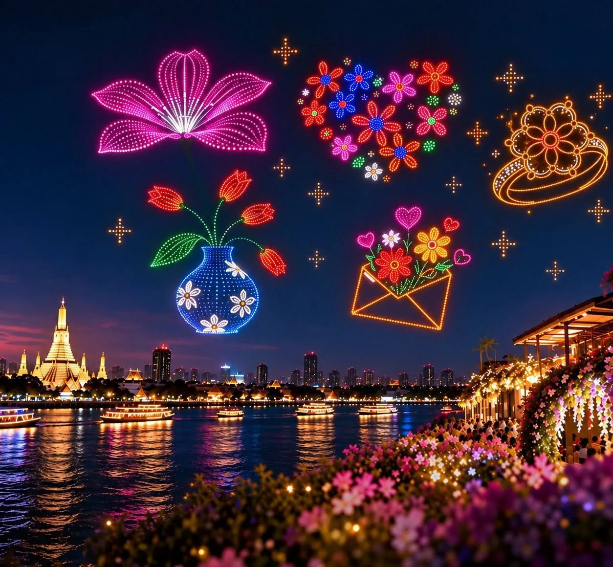 Дрон-шоу «Bloom Across the Sky» в Бангкоке