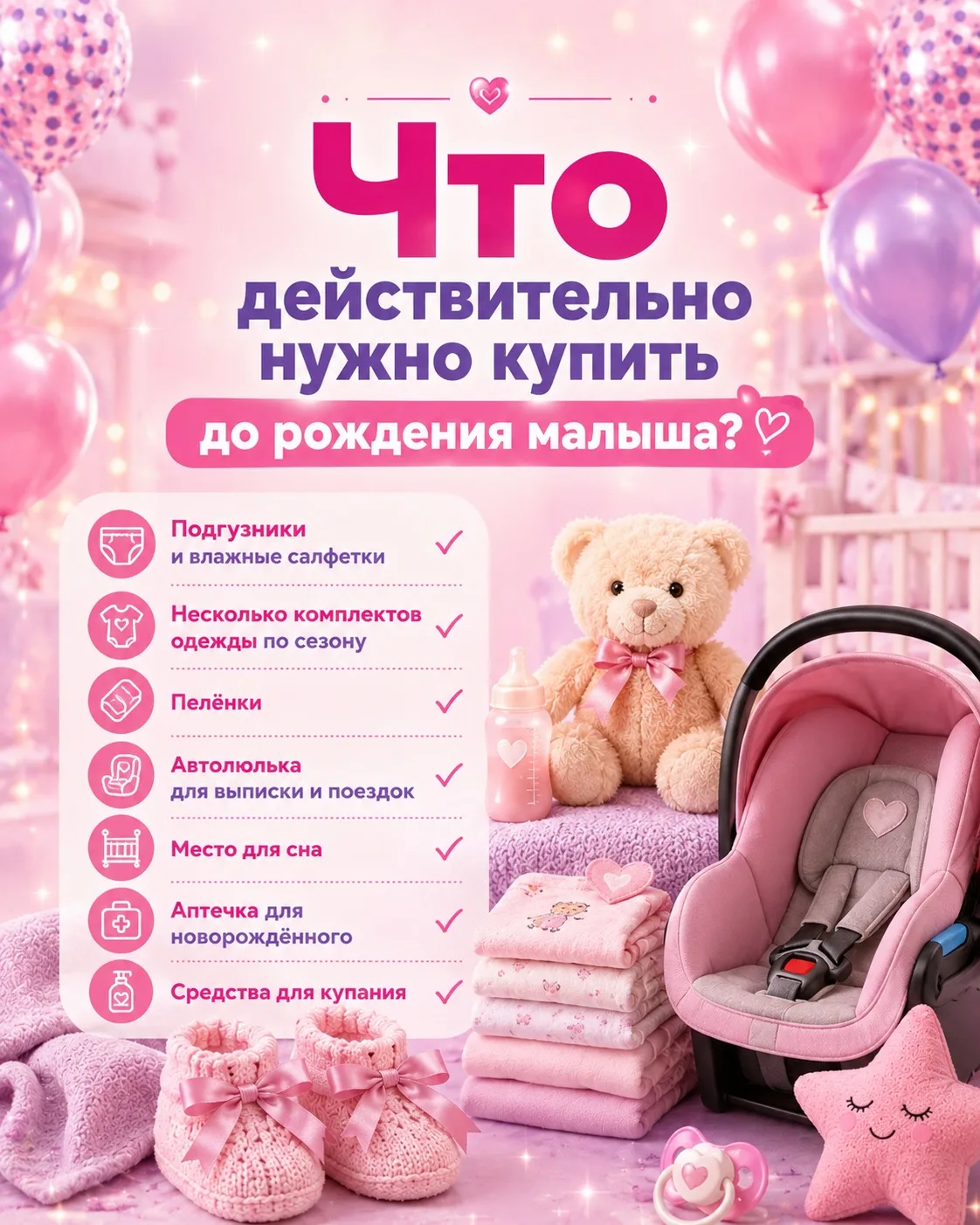 🌸 Что действительно нужно купить до рождения малыша?🌸

Когда начинаешь собирать приданое, кажется,