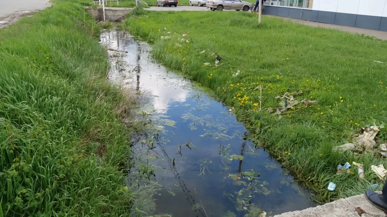 Сегодня посетил село Балахоновское.   Затяжные осадки привели к наполнению дренажных канав, поднятию