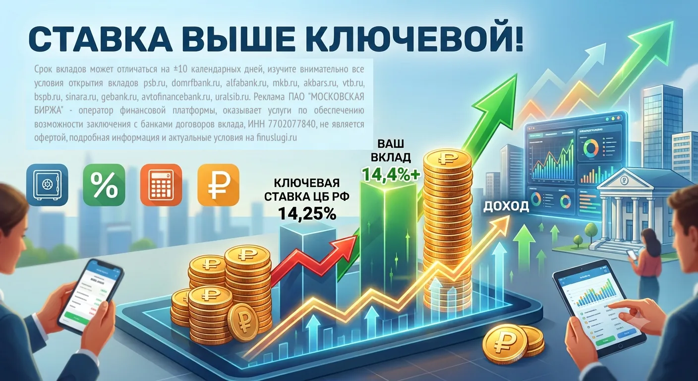 ⭐ Вклады с доходностью выше ключевой ставки ЦБ РФ