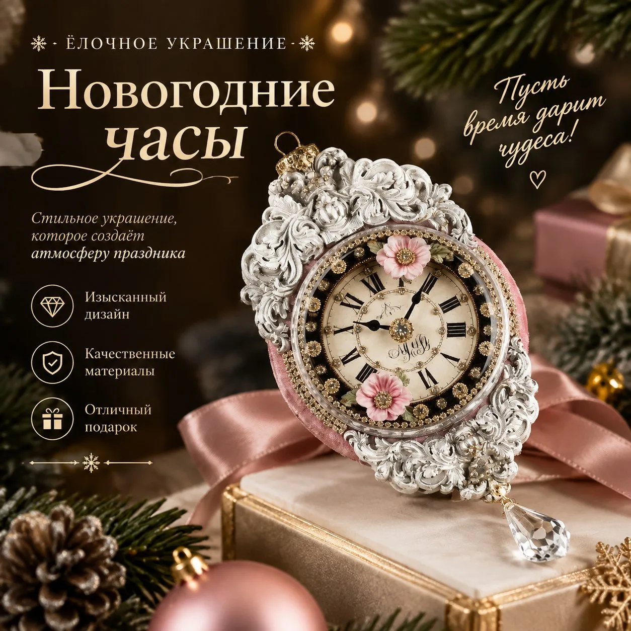 📌Очередной наш эксклюзив в наше портфолио ёлочная игрушка Часики. 🕰