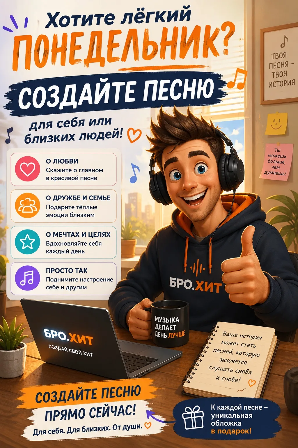 🎵 Создайте песню — и сделайте понедельник легче!
