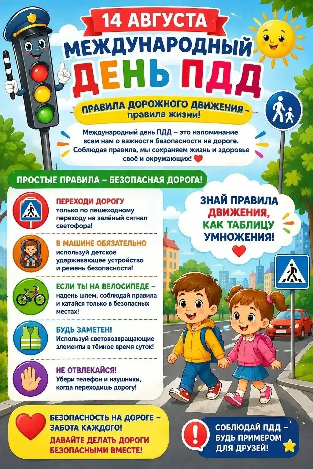 14 - августа - День  правил дорожного движения🚓🚲🚦🚌🚙🚕🚗