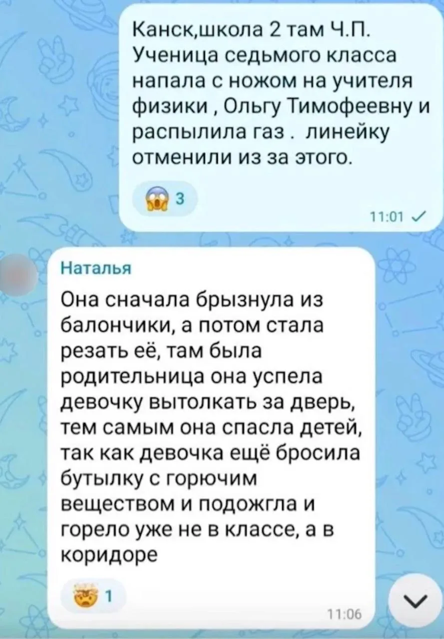 Некоторые подробности нападения на учительницу в школе Канска.