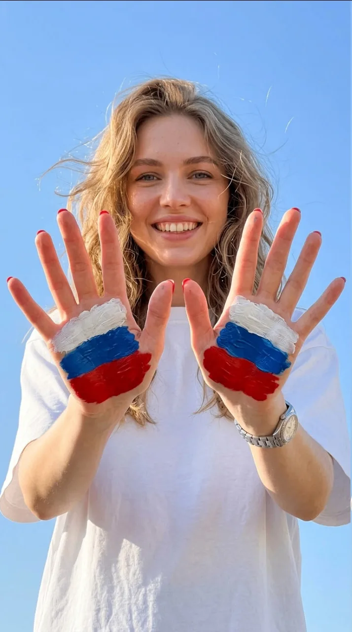 🇷🇺Триколор на ладонях

Чистое небо, белая футболка и ладони, раскрашенные в цвета флага — белый, с
