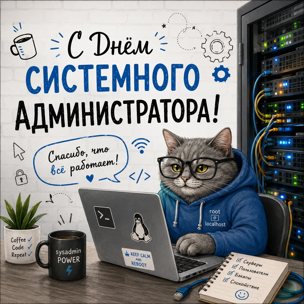 С Днём системного администратора! С Днём сисадмина! 💫

💌 Открытки в МАХ – Подписаться