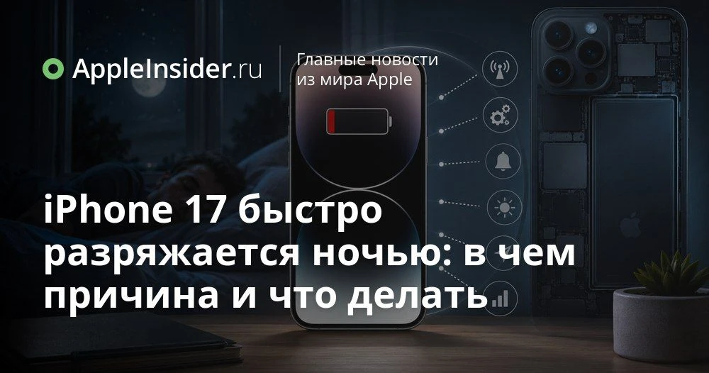 Почему iPhone 17 разряжается за ночь и что с этим делать  Кажется, заряжаем iPhone 17 до ста процент