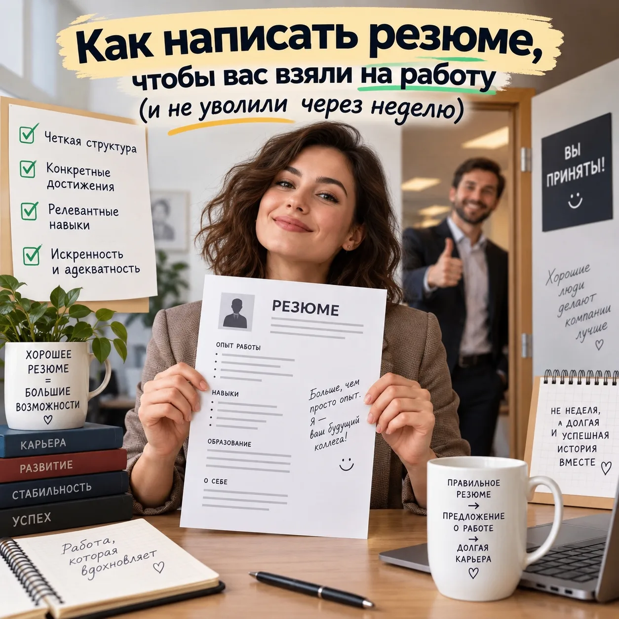 Как написать резюме, чтобы вас взяли на работу (и не уволили через неделю) https://vk.r...