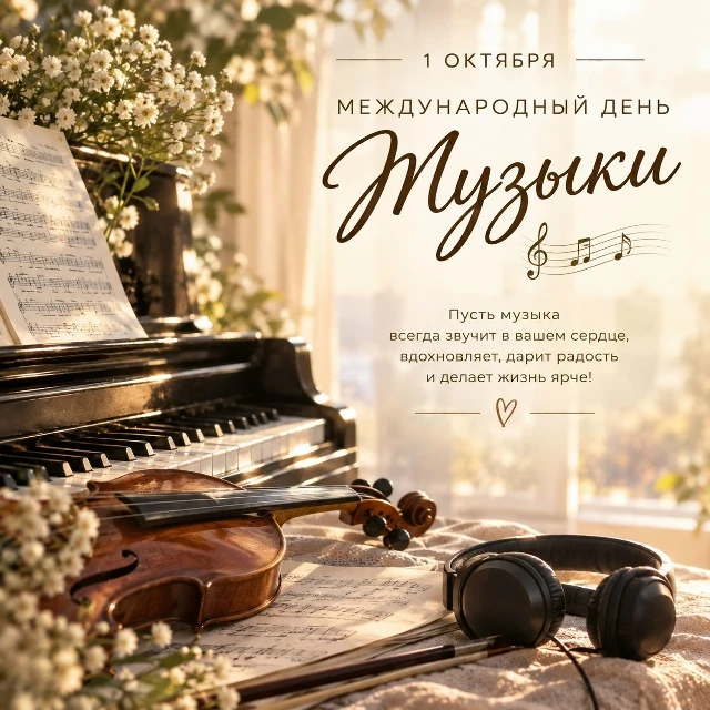 🎶 1 октября отмечается ещё один замечательный праздник — Международный день музыки