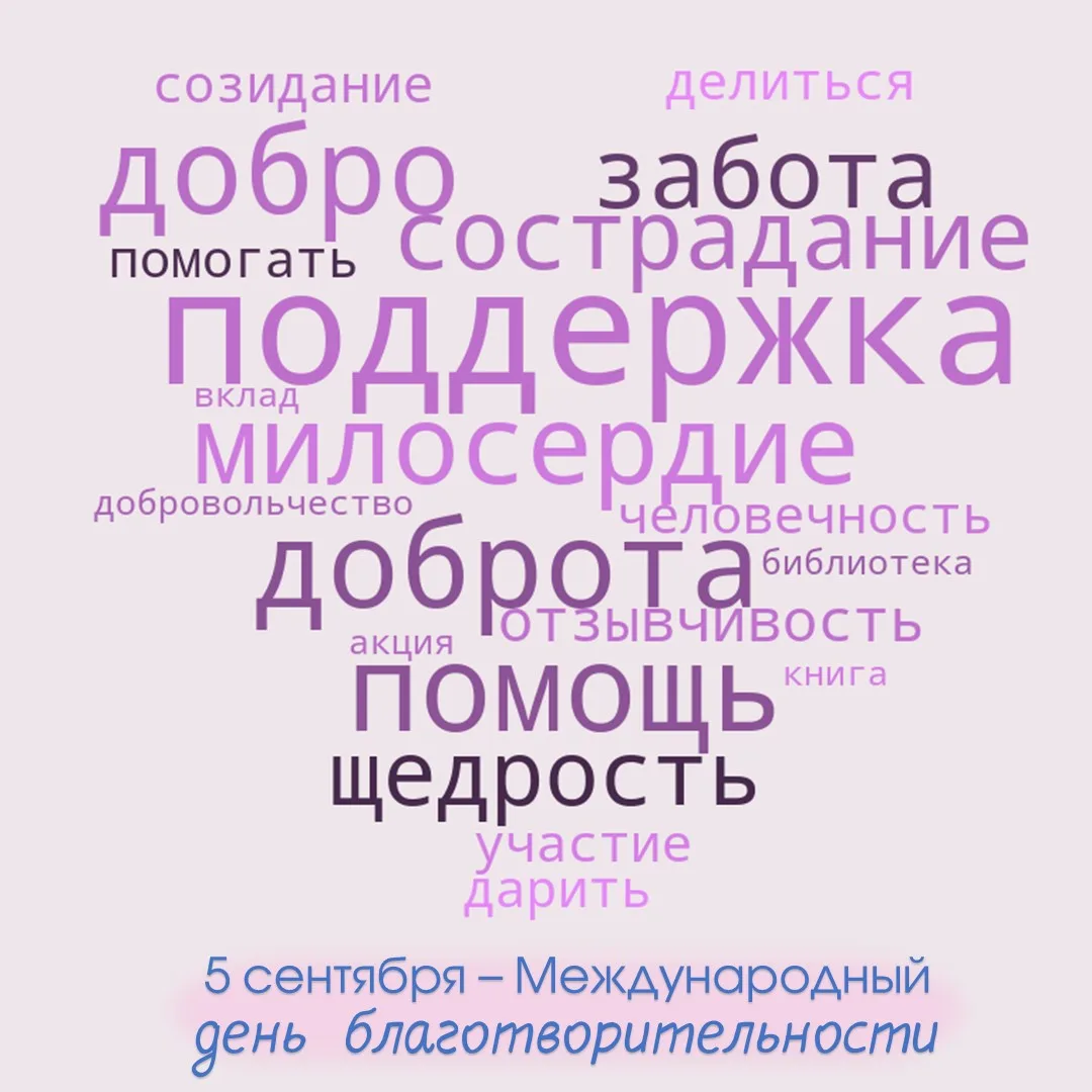 Друзья, 5 сентября - Международный день благотворительности.                           ...