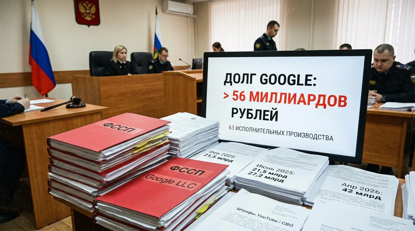 Google задолжал уже свыше 56 миллиардов рублей

Из судебных материалов следует: в отношении компании