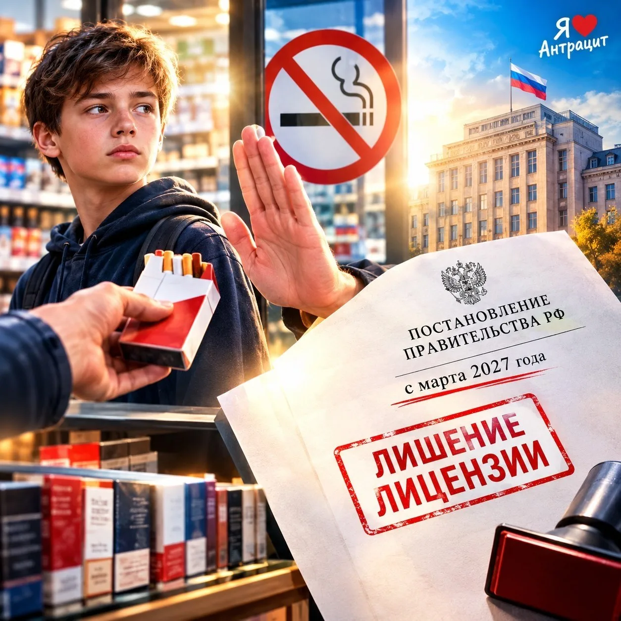 🚭 Табачные магазины будут лишать лицензий за продажу сигарет несовершеннолетним. Это п...
