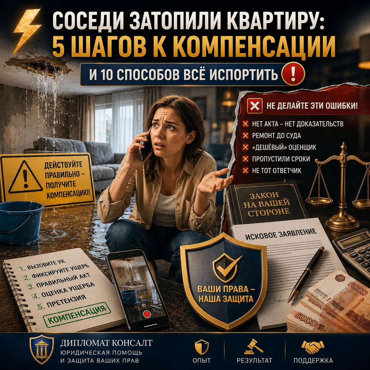 ⚡️ Залив от соседей: как не остаться с мокрыми стенами и пустым кошельком